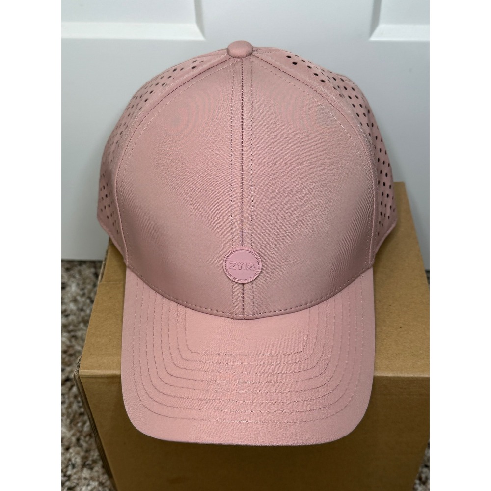 Zyia Active Laser Cut Perforated Baseball Hat‎ Pink Adjustable Snapback Cap
